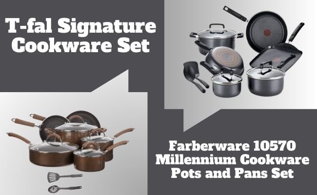 T-fal Signature Cookware Set VS Farberware 10570 Millennium Cookware Pots and Pans Set